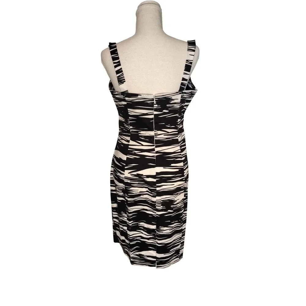 Calvin Klein Womens Black White Abstract Brushstroke‎ Sheath Dress Size 8 S201
